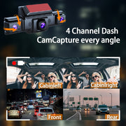 4-Channel 360 degrees Panoramic 1080P HD Dash Cam Comes With 32GB TF Card V462-TA-114-01