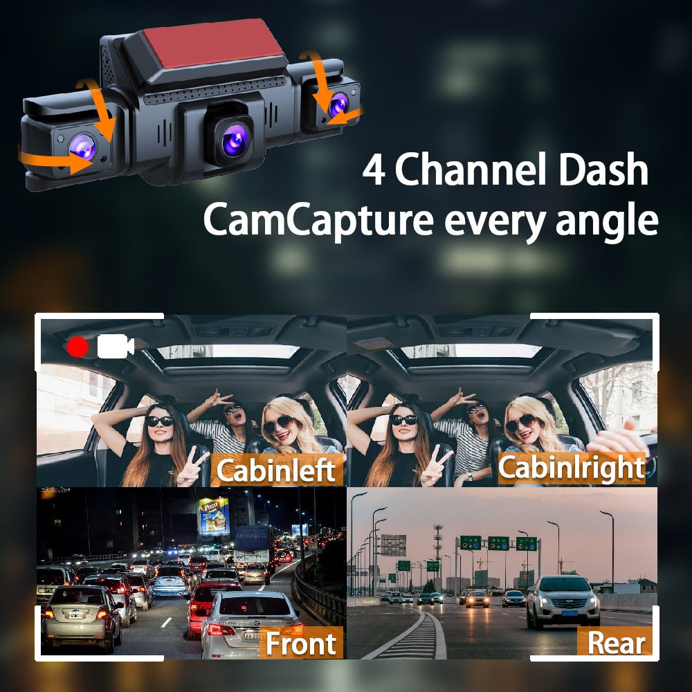 4-Channel 360 degrees Panoramic 1080P HD Dash Cam Comes With 32GB TF Card V462-TA-114-01