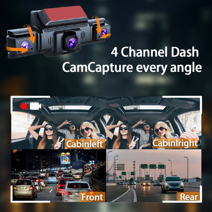 4-Channel 360 degrees Panoramic 1080P HD Dash Cam Comes With 32GB TF Card V462-TA-114-01