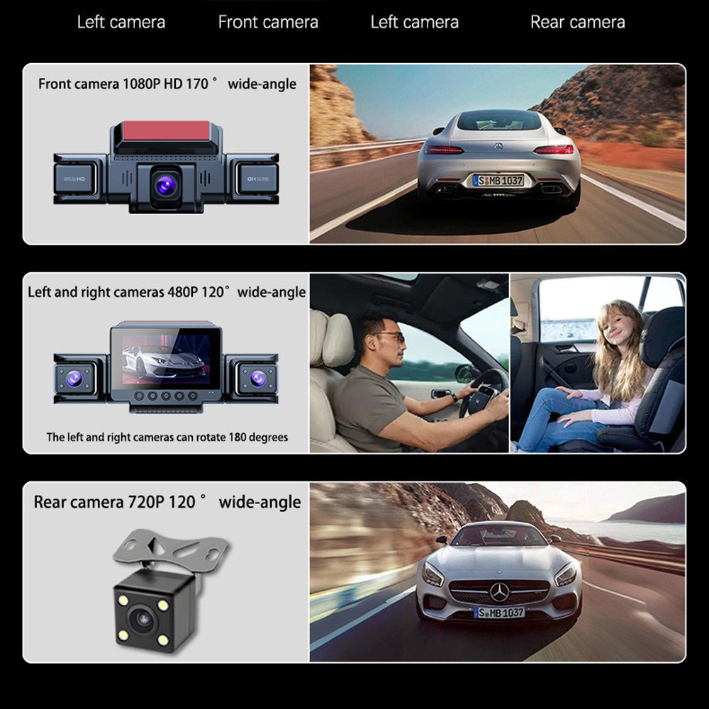 4-Channel 360 degrees Panoramic 1080P HD Dash Cam Comes With 32GB TF Card V462-TA-114-01