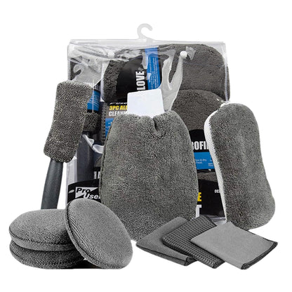 Car Cleaning Sponge Towel Brushe Set 9Pcs Car Wash Kits Cleaning Tools Set V462-TA-116-01