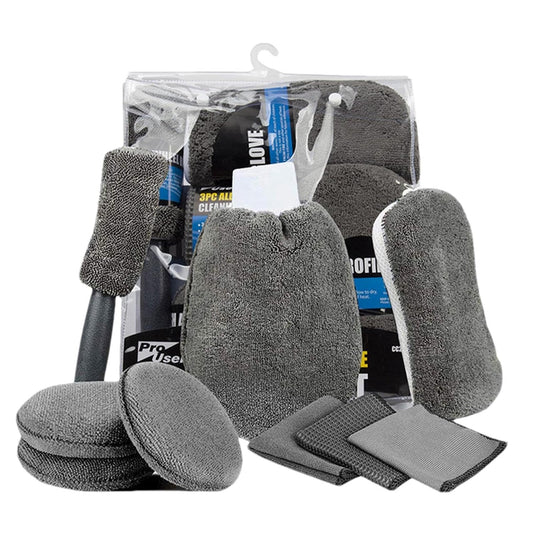 Car Cleaning Sponge Towel Brushe Set 9Pcs Car Wash Kits Cleaning Tools Set V462-TA-116-01