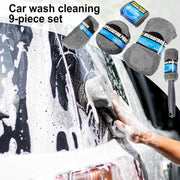 Car Cleaning Sponge Towel Brushe Set 9Pcs Car Wash Kits Cleaning Tools Set V462-TA-116-01