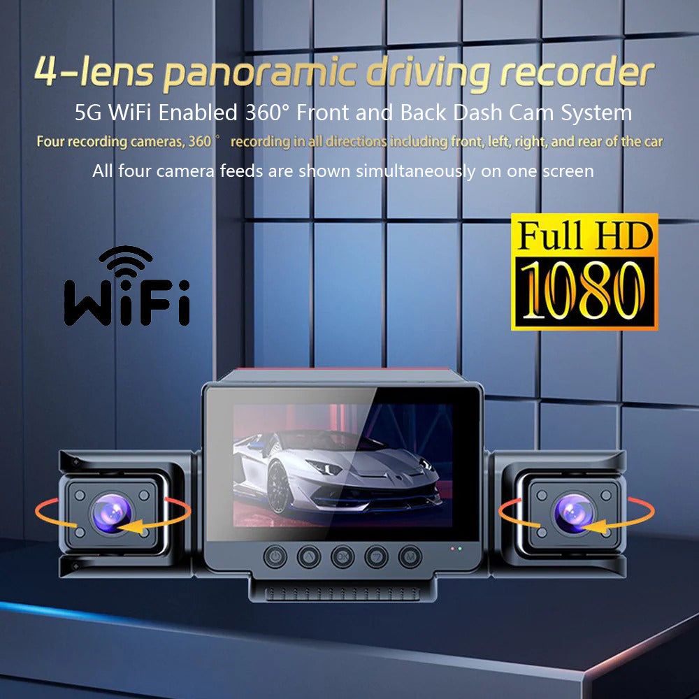 4 Channel 5G WiFi Dashcam FHD 1080P 170 degrees Wide Angle G-Sensor with 64GB Card V462-TA-117-01