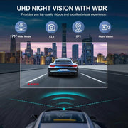 4K+2.5K Dual Dash Cam with WiFi GPS ADAS, Front and Rear Car Camera Recorder with 32GB Card V462-TA-118-01