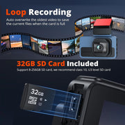 4K+2.5K Dual Dash Cam with WiFi GPS ADAS, Front and Rear Car Camera Recorder with 32GB Card V462-TA-118-01