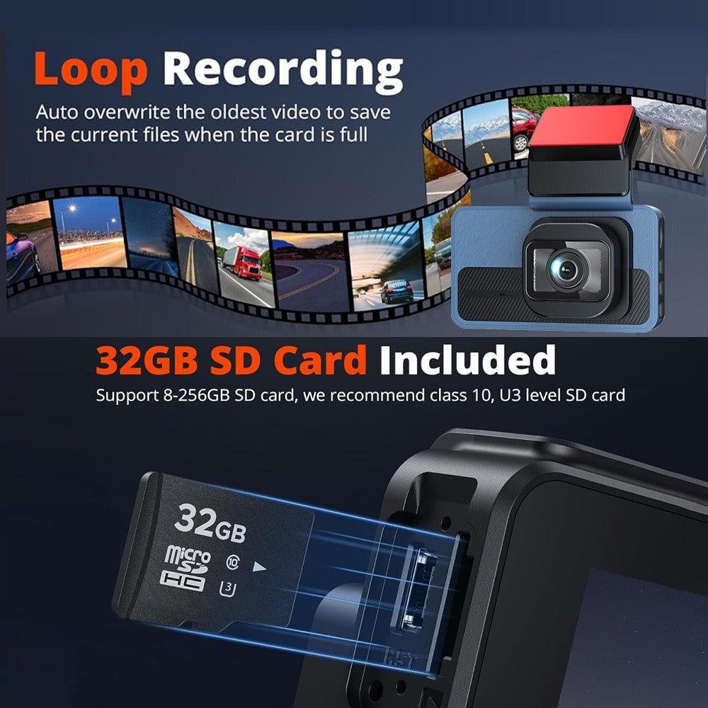 4K+2.5K Dual Dash Cam with WiFi GPS ADAS, Front and Rear Car Camera Recorder with 32GB Card V462-TA-118-01