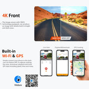 4K+2.5K Dual Dash Cam with WiFi GPS ADAS, Front and Rear Car Camera Recorder with 32GB Card V462-TA-118-01