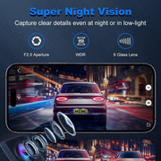 4K Wifi Dash Cam Front, 1080P In-Car Rear Dual Recording with GPS 64GB Card V462-TA-120-01