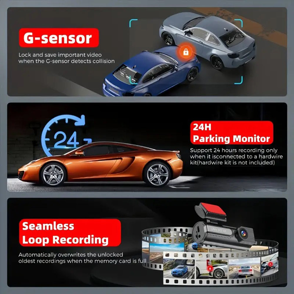 4K WiFi Car Dash Cam Dual Lens Wide Angle IPS Screen Night Vision Recording with 32GB Card V462-TA-122-01