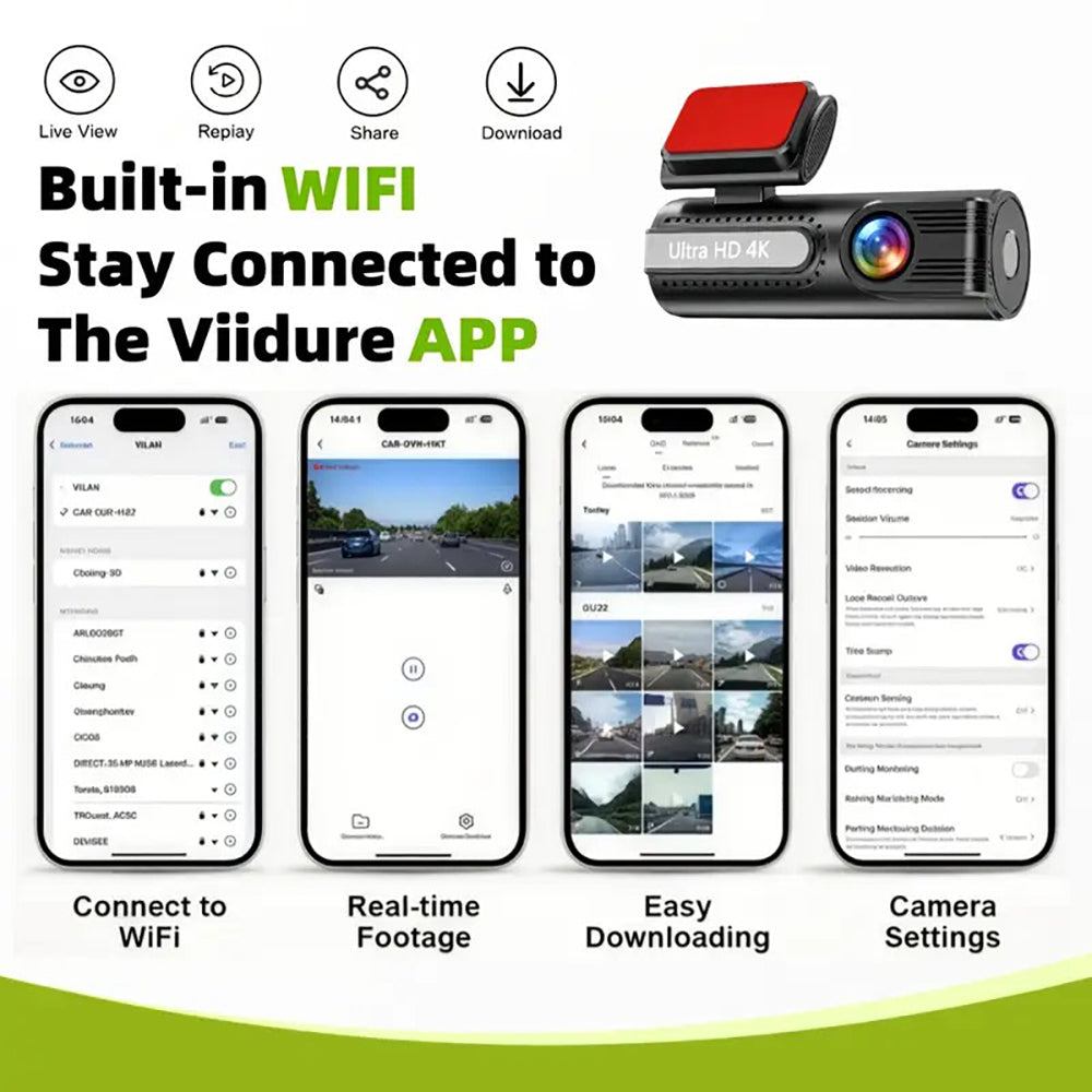 4K WiFi Car Dash Cam Dual Lens Wide Angle IPS Screen Night Vision Recording with 32GB Card V462-TA-122-01