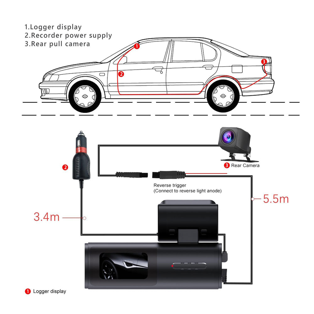 4K WiFi Car Dash Cam Dual Lens Wide Angle IPS Screen Night Vision Recording with 32GB Card V462-TA-122-01