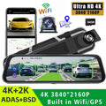 10" 4K Mirror Dash Cam, 2K Rear Camera, WiFi GPS ADAS BSD, Stream Media, 64GB Included V462-TA-123-01