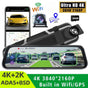 10" 4K Mirror Dash Cam, 2K Rear Camera, WiFi GPS ADAS BSD, Stream Media, 64GB Included V462-TA-123-01