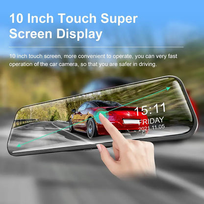 10" 4K Mirror Dash Cam, 2K Rear Camera, WiFi GPS ADAS BSD, Stream Media, 64GB Included V462-TA-123-01