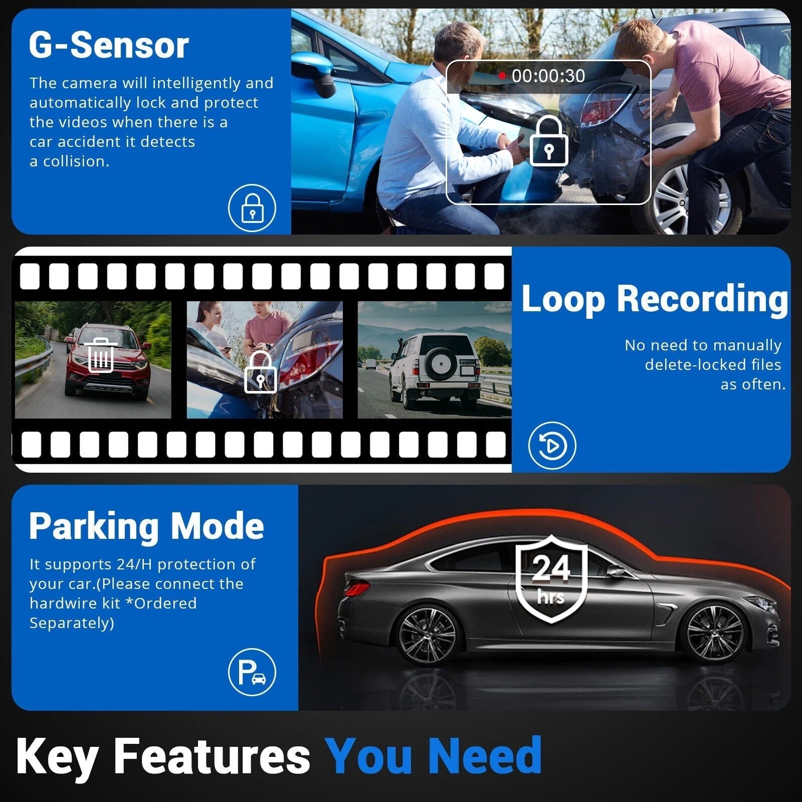 10" 4K Mirror Dash Cam, 2K Rear Camera, WiFi GPS ADAS BSD, Stream Media, 64GB Included V462-TA-123-01