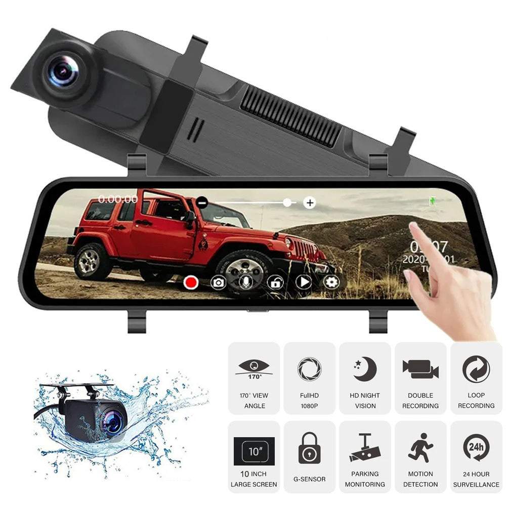 10" 4K Mirror Dash Cam, 2K Rear Camera, WiFi GPS ADAS BSD, Stream Media, 64GB Included V462-TA-123-01