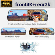 10" 4K Mirror Dash Cam, 2K Rear Camera, WiFi GPS ADAS BSD, Stream Media, 64GB Included V462-TA-123-01