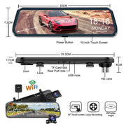 10" 4K Mirror Dash Cam, 2K Rear Camera, WiFi GPS ADAS BSD, Stream Media, 64GB Included V462-TA-123-01