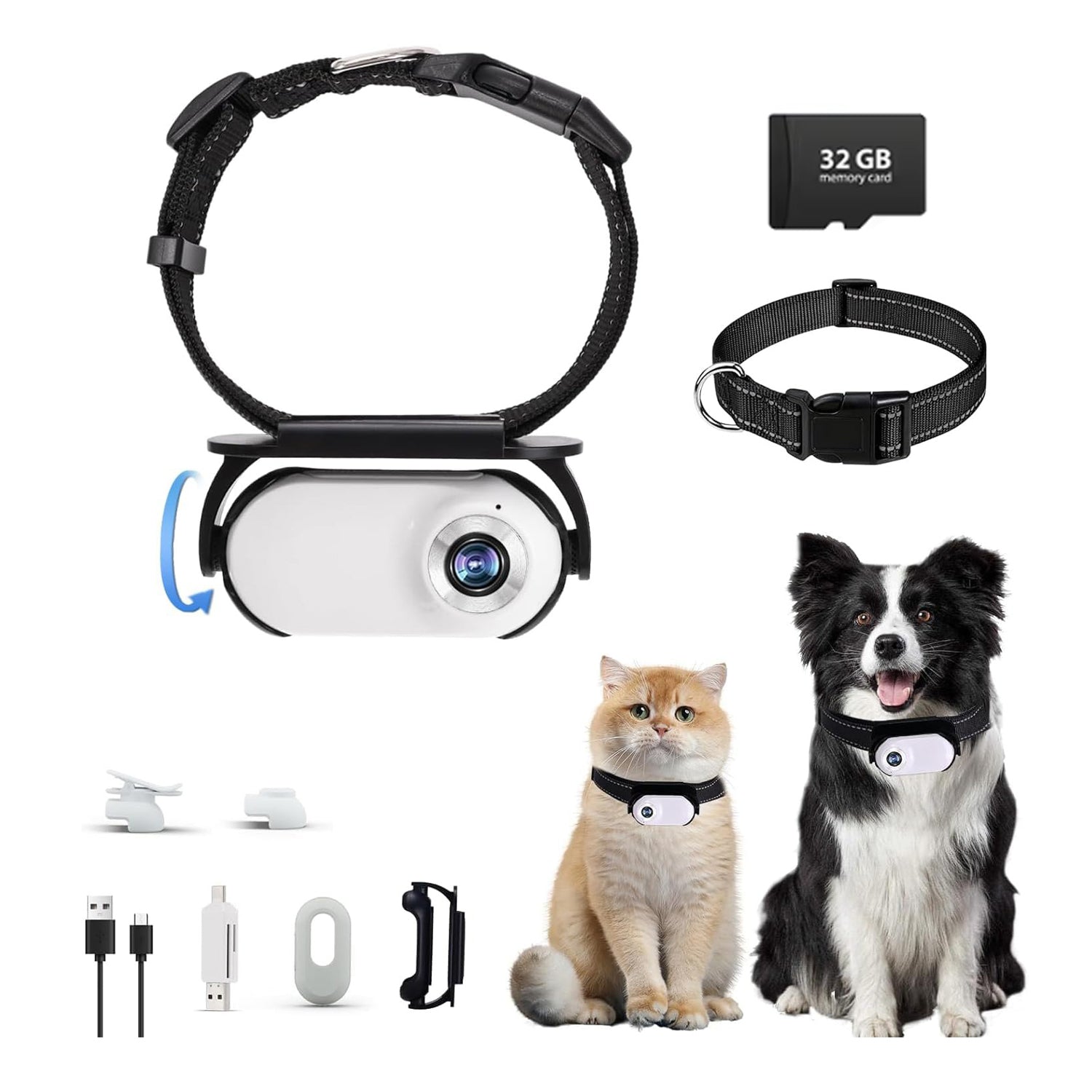 Action Camera 1080P HD Recorder Dog Collar Camera EIS Wide Angle with 32GB Card V462-TA-124-01