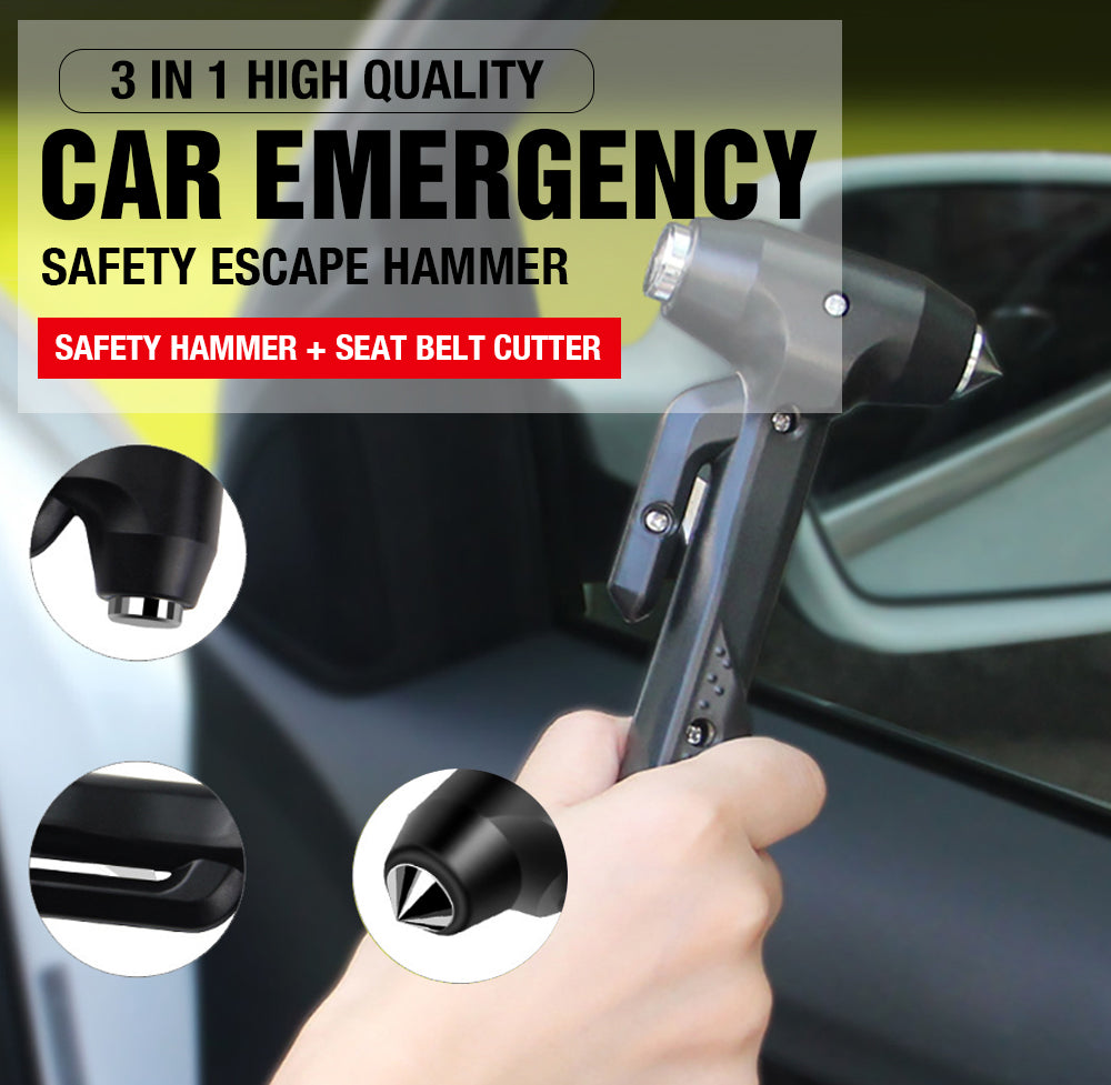 3 in 1 Car Emergency Safety Escape Hammer Glass Window Breaker Belt Cutter Tool V462-TA-76-01
