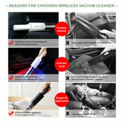 Wireless Charge 6000Pa Suction Powerful Portable Car Vacuum Cleaner Home Duster(White) V462-TA-77-02