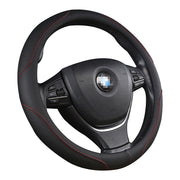 Universal Luxury Car 37-38cm Steering Wheel Cover PU Leather Non-slip Breathable (Black-red) V462-TA-84-01