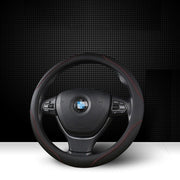 Universal Luxury Car 37-38cm Steering Wheel Cover PU Leather Non-slip Breathable (Black-red) V462-TA-84-01