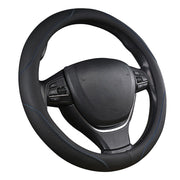 Universal Luxury Car 37-38cm Steering Wheel Cover PU Leather Non-slip Breathable (Black-blue) V462-TA-84-02