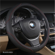Universal Luxury Car 37-38cm Steering Wheel Cover PU Leather Non-slip Breathable (Black-blue) V462-TA-84-02