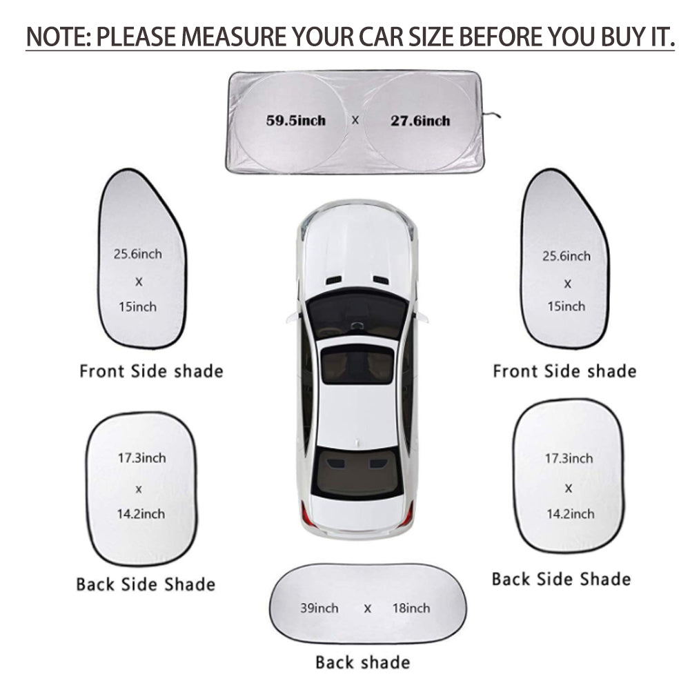 Set of 6 Auto Front Rear Windshield Side Window Sun Shade Car Visor Cover Block V462-TA-88-01