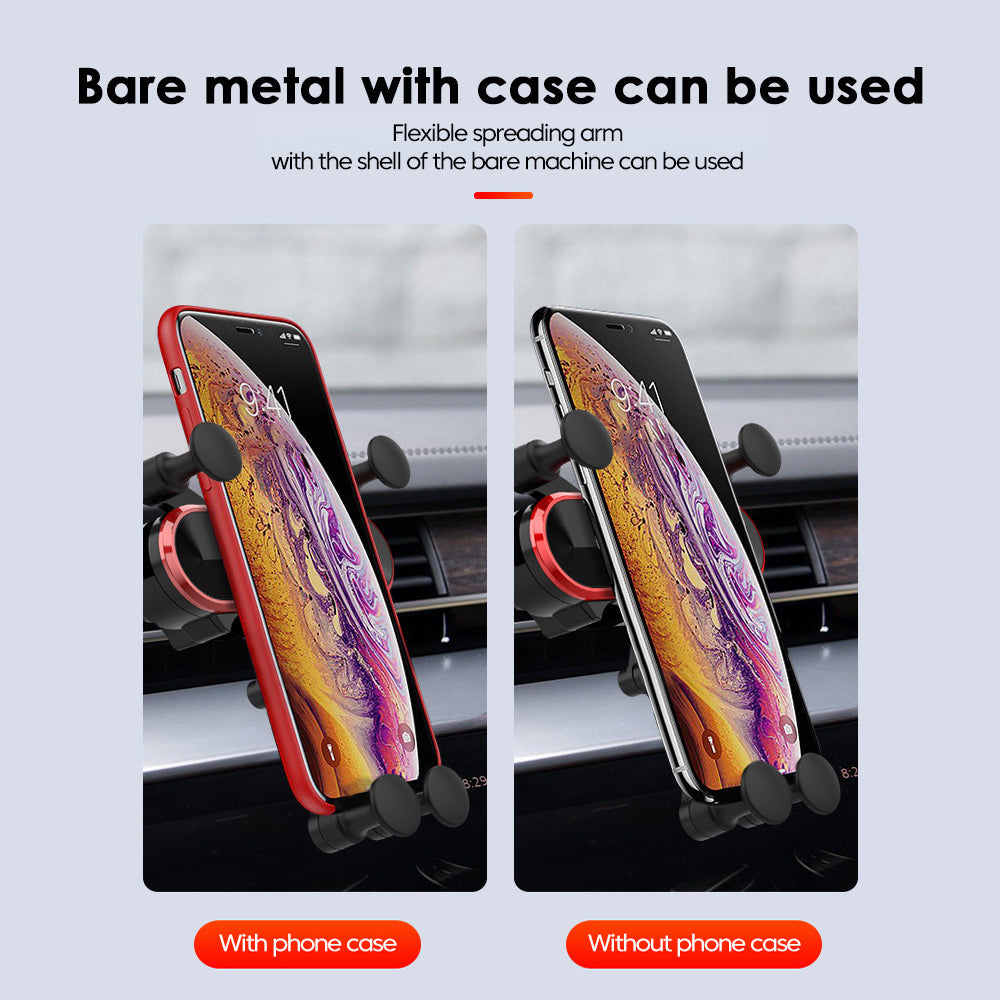 Car Phone Holder Metal Gravity 360 Universal Rotation Ball Air Vent Cellphone Stand(Dark Grey) V462-TA-92-01