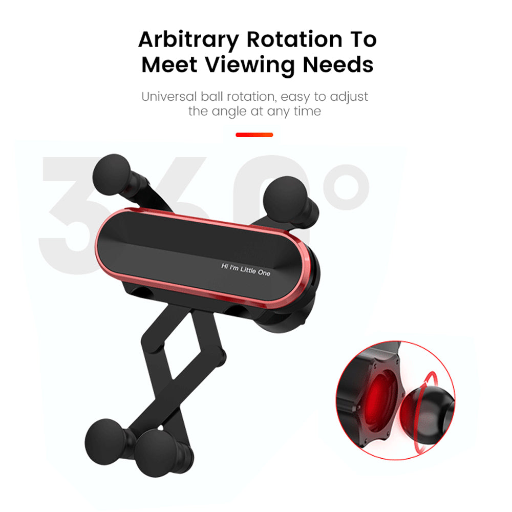 Car Phone Holder Metal Gravity 360 Universal Rotation Ball Air Vent Cellphone Stand(Dark Grey) V462-TA-92-01