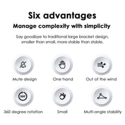 Car Phone Holder Metal Gravity 360 Universal Rotation Ball Air Vent Cellphone Stand(Dark Grey) V462-TA-92-01