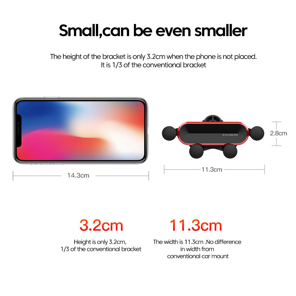 Car Phone Holder Metal Gravity 360 Universal Rotation Ball Air Vent Cellphone Stand(White) V462-TA-92-02