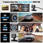 WIFI 3 Channels Dash Cam 1080P Full HD Car Dashcam Comes with Free 32GB Card V462-TA-94-01