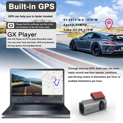 4K Dash Cam UHD 2160P WiFi Front Dashcam Night Vision Car Camera with 64GB Card V462-TA-96-01