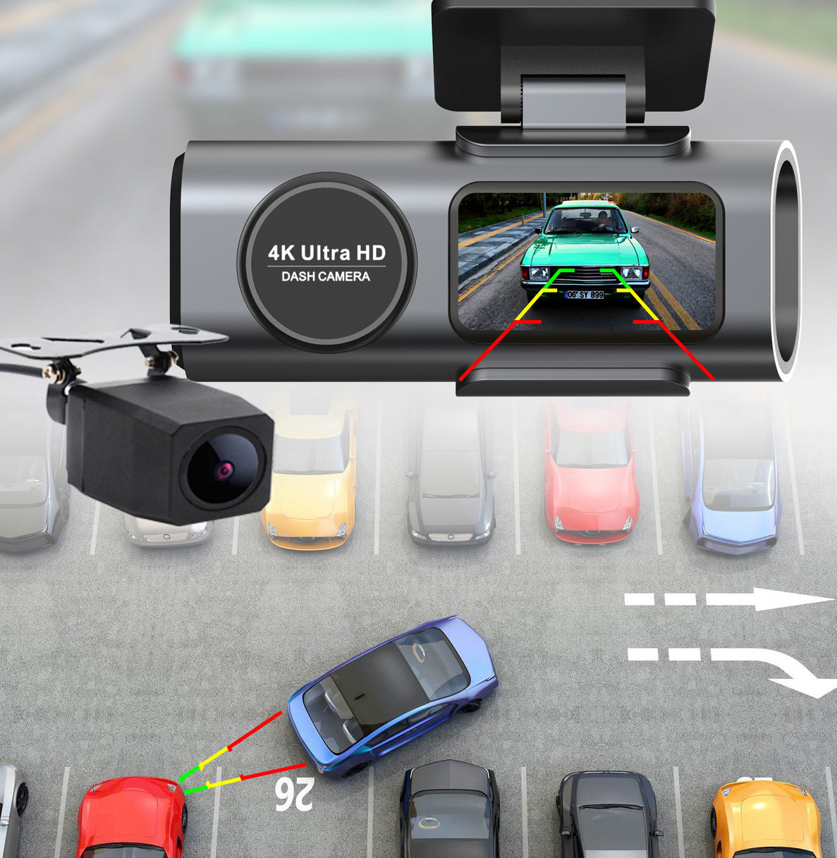 4K Dash Cam UHD 2160P WiFi Front Dashcam Night Vision Car Camera with 64GB Card V462-TA-96-01