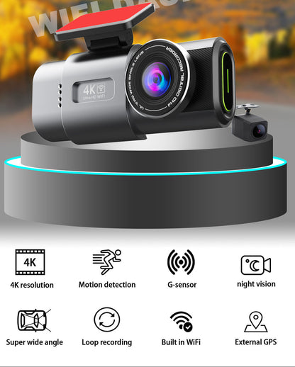 4K Dash Cam UHD 2160P WiFi Front Dashcam Night Vision Car Camera with 64GB Card V462-TA-96-01