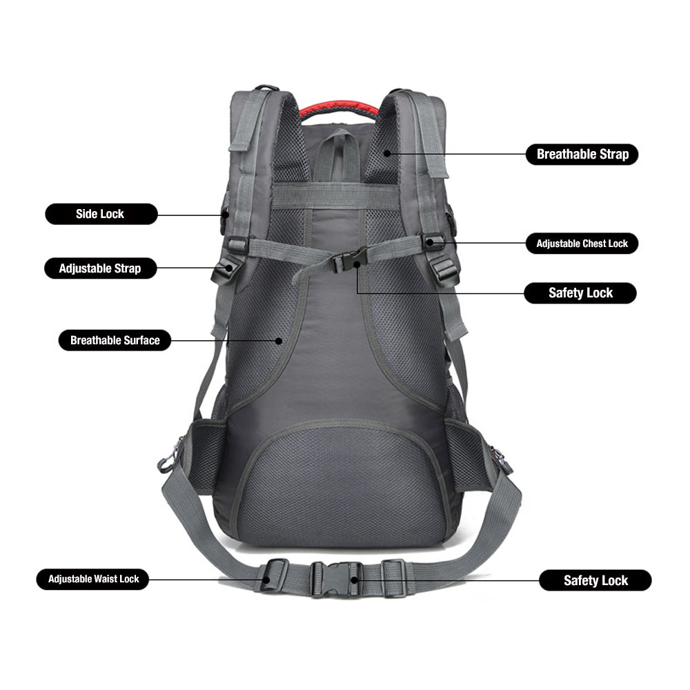 40L Waterproof Outdoor Hiking Backpack Camping Outdoor Trekking Bag(Red) V462-TO-29-03