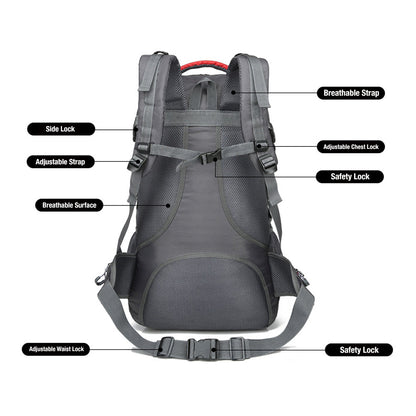 60L Waterproof Outdoor Hiking Backpack Camping Outdoor Trekking Bag(Red) V462-TO-29-07