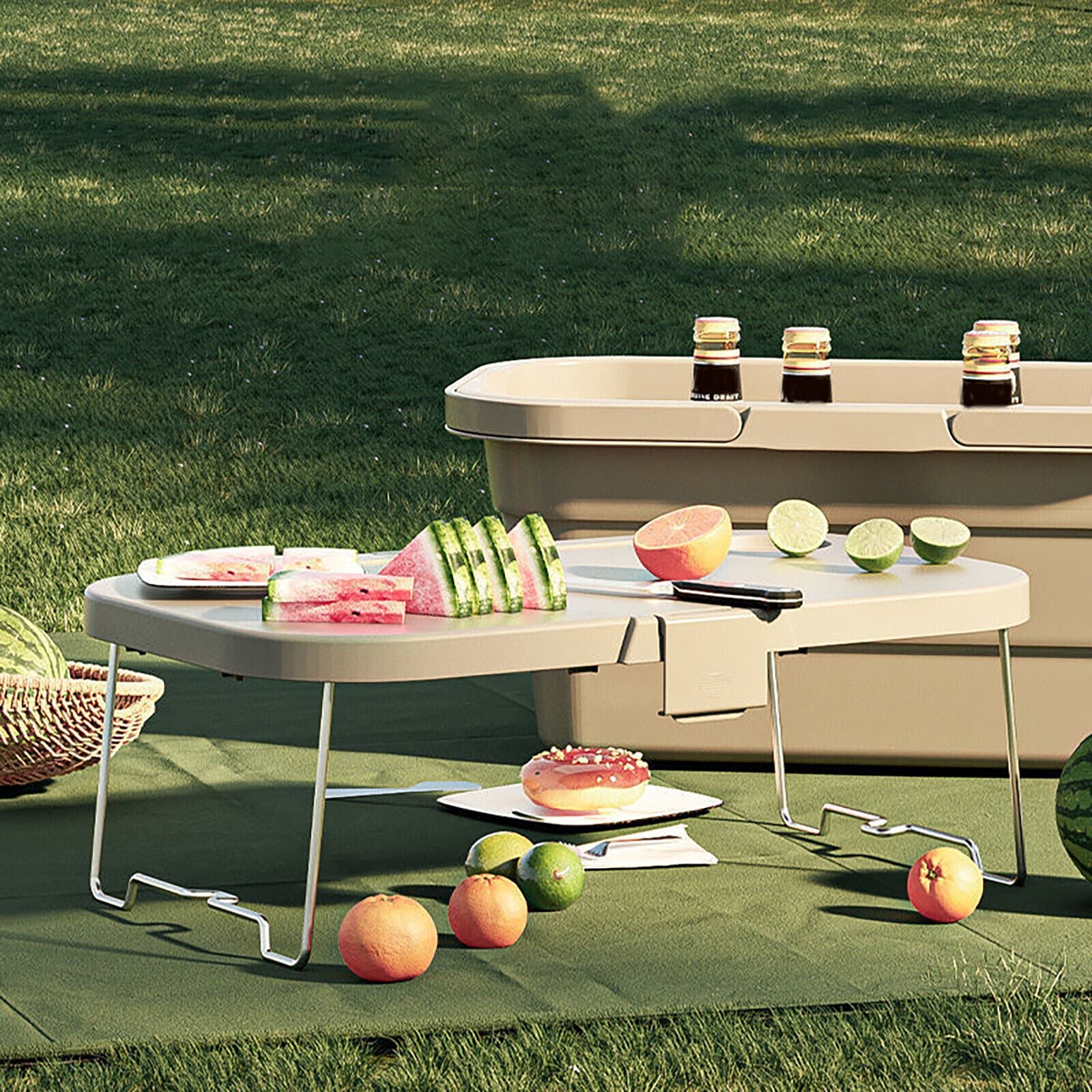 3 In 1 Folding Camping Storage Box Outdoor Food Fruit Container Picnic Table Basket V462-TO-38-01