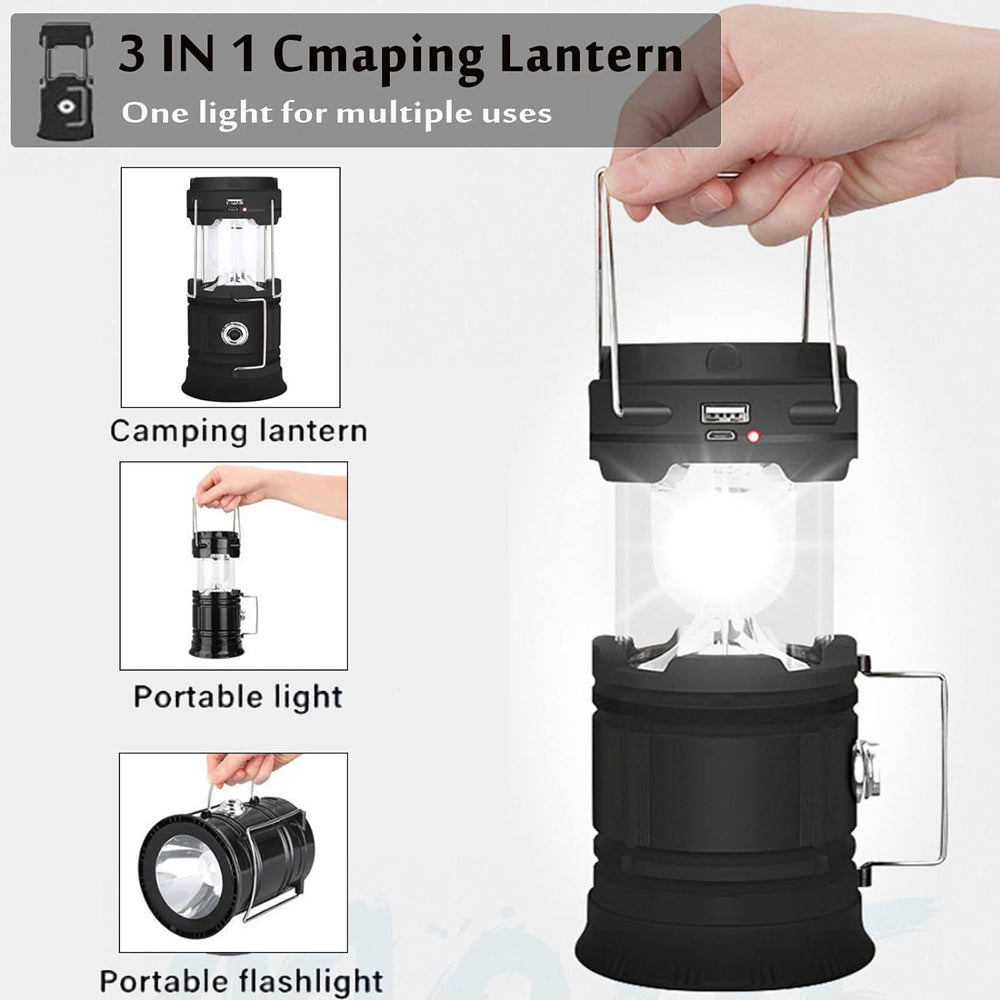 LED Camping Lamp Solar Powered Rechargeable USB Torch Waterproof Emergency Light Lantern V462-TO-40-01