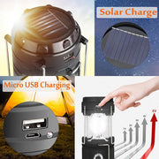LED Camping Lamp Solar Powered Rechargeable USB Torch Waterproof Emergency Light Lantern V462-TO-40-01