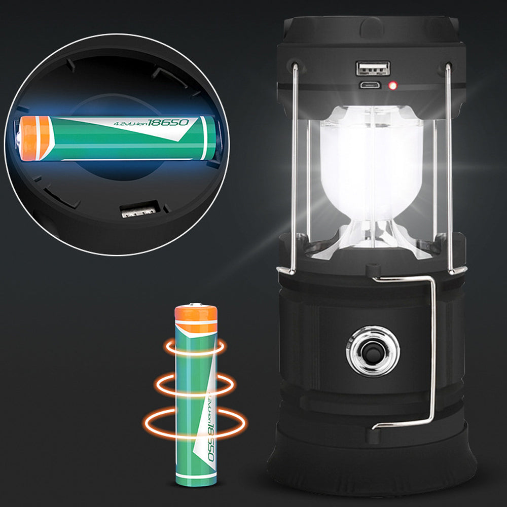 LED Camping Lamp Solar Powered Rechargeable USB Torch Waterproof Emergency Light Lantern V462-TO-40-01