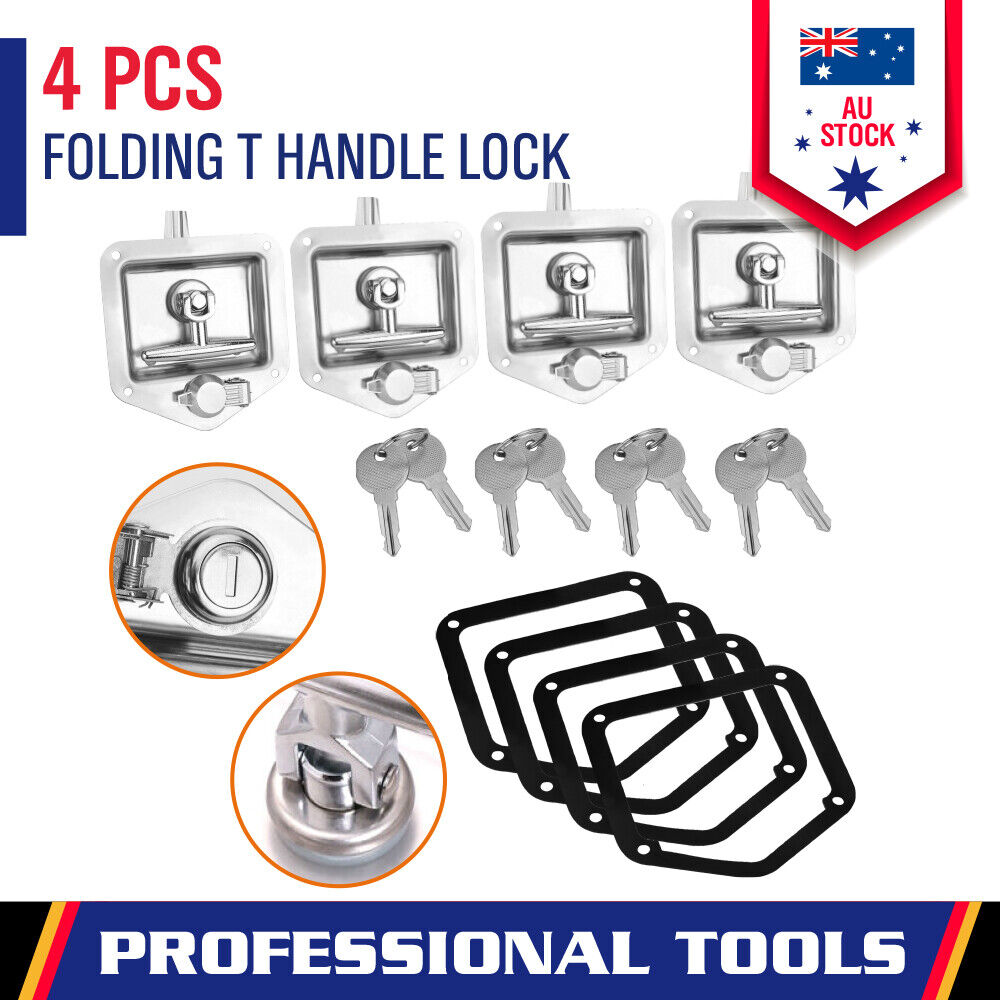 4-Piece T Handle Locks Tool Box With Keys Stainless Steel Trailer Camper Truck V465-04138 X4