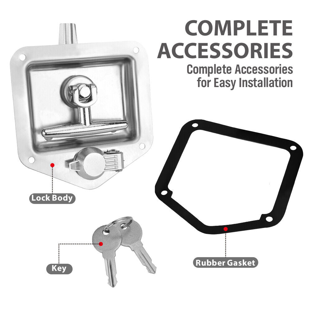 4-Piece T Handle Locks Tool Box With Keys Stainless Steel Trailer Camper Truck V465-04138 X4