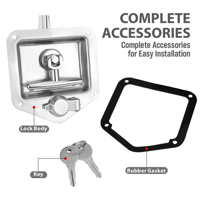 4-Piece T Handle Locks Tool Box With Keys Stainless Steel Trailer Camper Truck V465-04138 X4