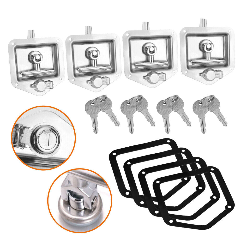 4-Piece T Handle Locks Tool Box With Keys Stainless Steel Trailer Camper Truck V465-04138 X4