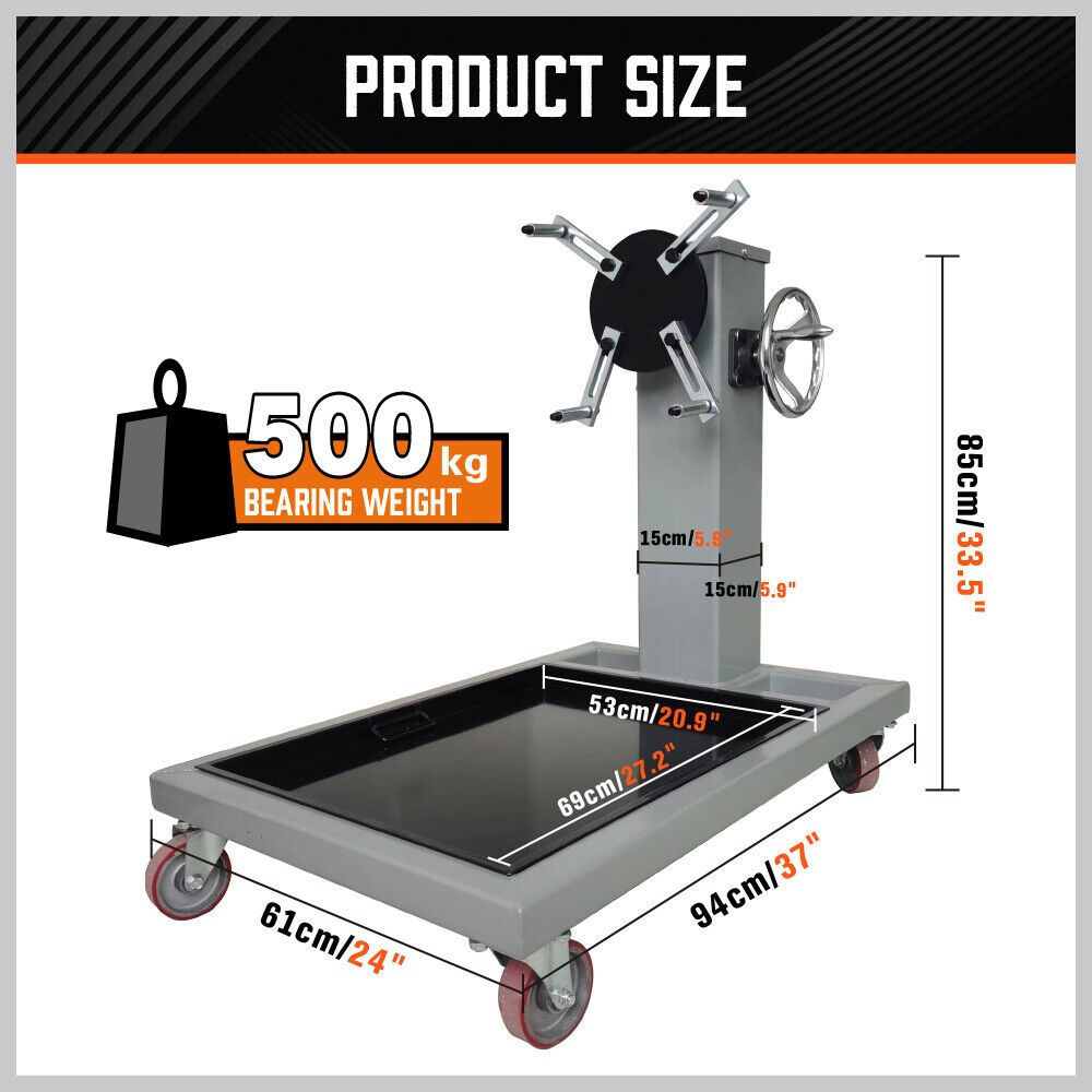 500kg Folding Engine Stand 1100lb Heavy Duty Workshop Auto Crane Hoist Motor V465-119720